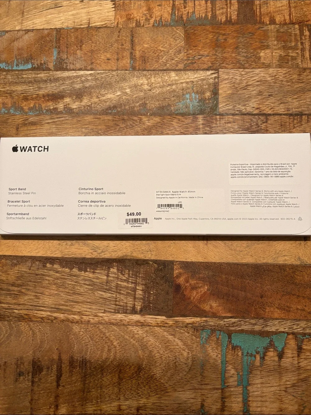 Apple Sport Band Starlight S/M 45MM New in Box Sealed MSRP $49